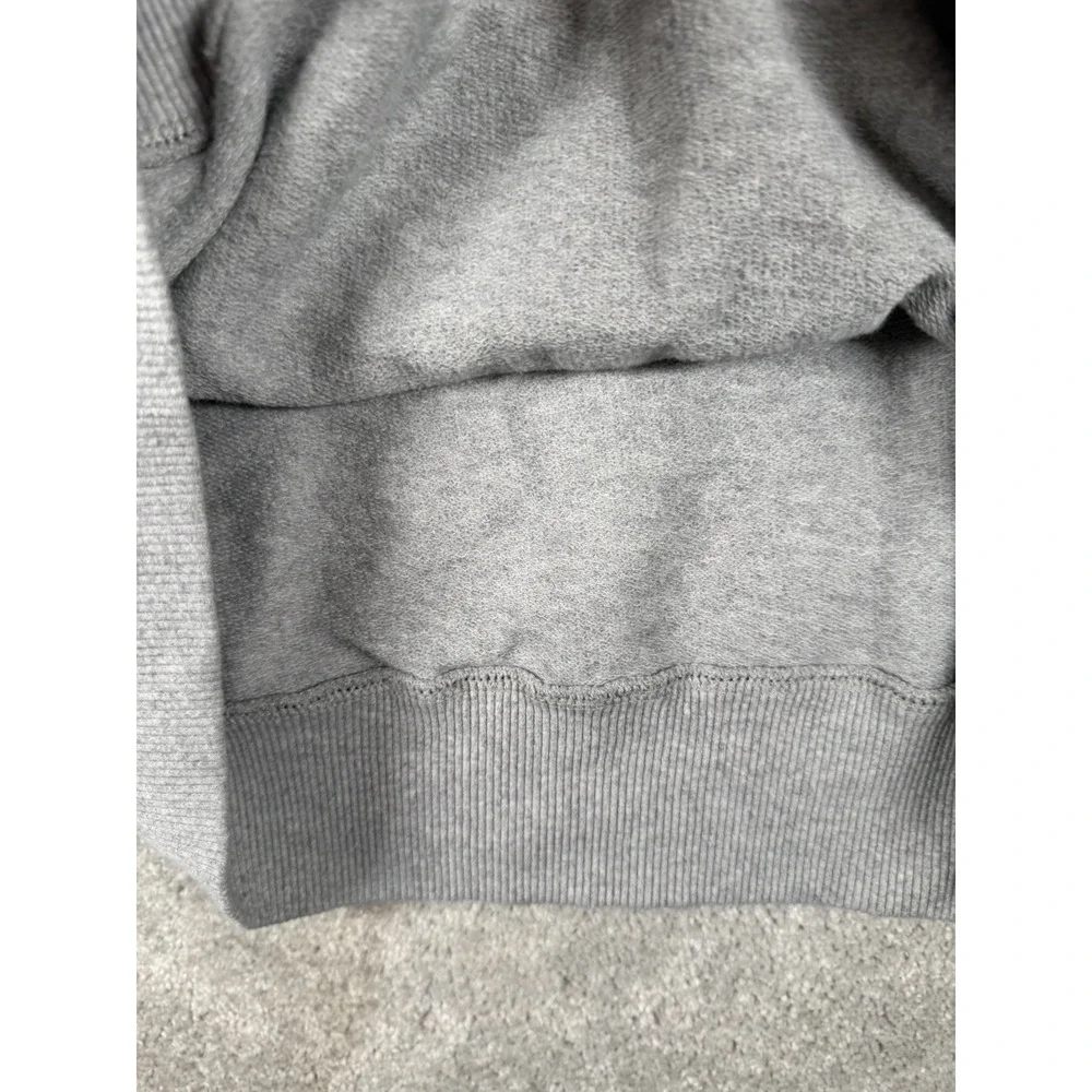 True Religion Hoodie Mens Medium Gray Terry Cloth Back Logo Black Stitching